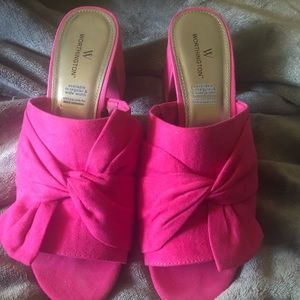 Adorable Pink Heeled Mules. Size 8.5M. Like New!